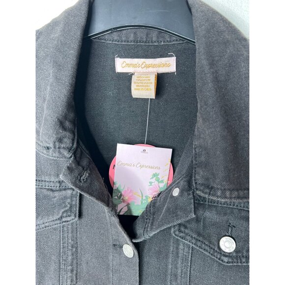 Emmas Expressions "Mama" Embroidered Black Denim Jacket With Butterfly Medium - Picture 6 of 13